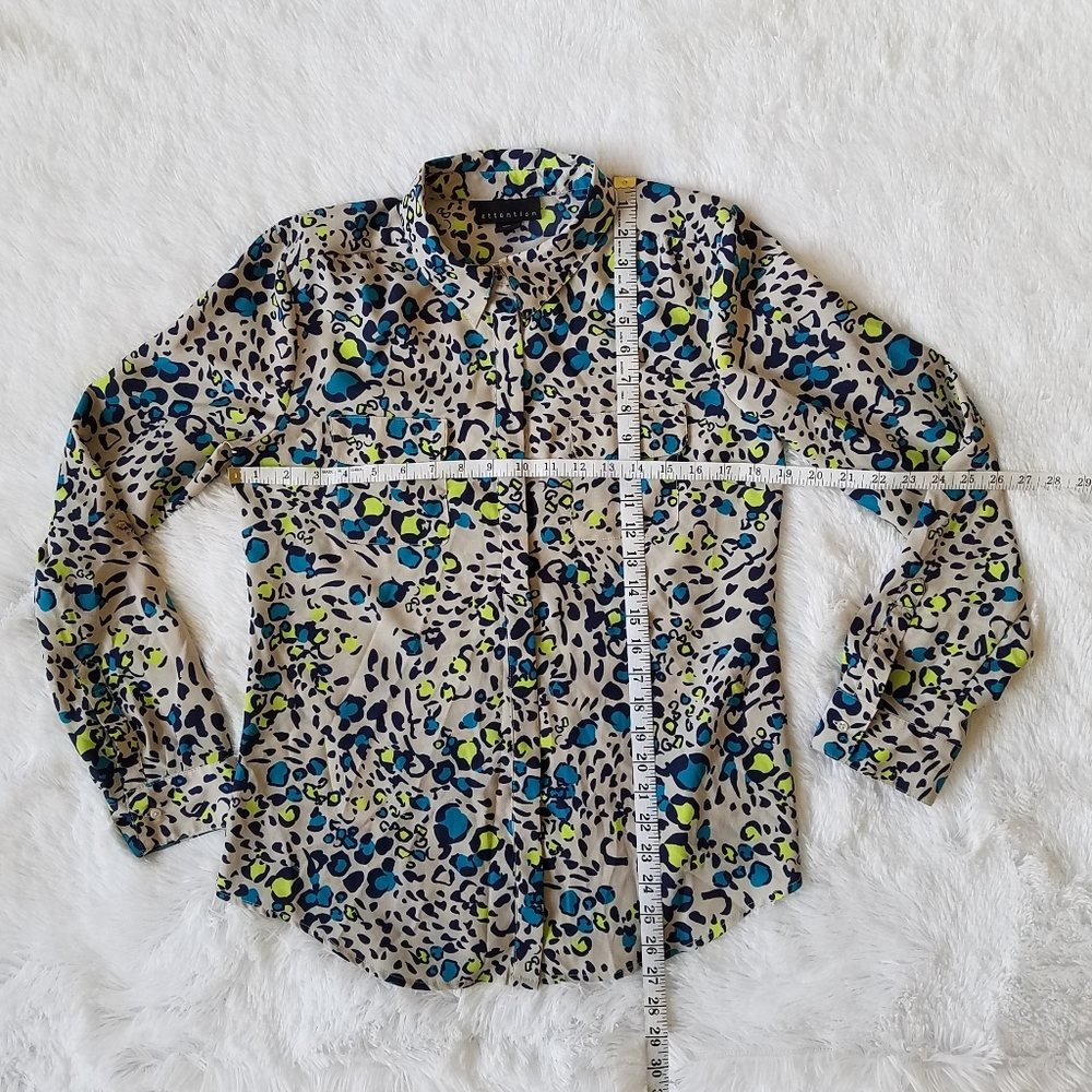 Ladies Medium Blouse Button Up Leopard Print - image 2